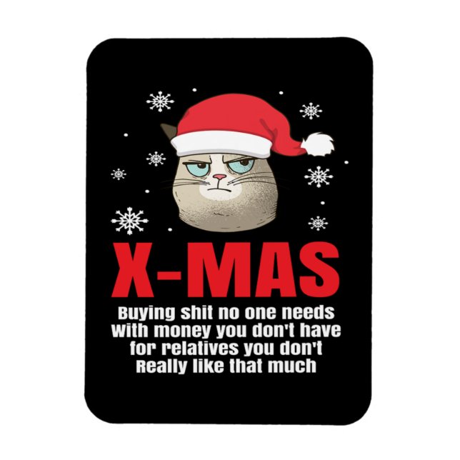 Christmas Funny Santa Cat Cat Lover Humour Grinch Magnet (Vertical)