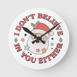 Christmas Funny Santa Round Clock