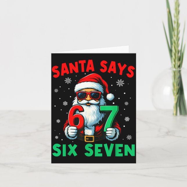 Christmas Funny Santa Says Six Seven 67 Meme Boys  Card (Front)