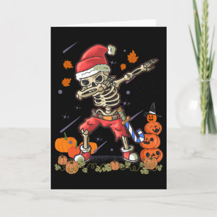 Christmas Funny Santa Skeleton Dabbing Halloween C Card