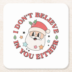 Christmas Funny Santa  Square Paper Coaster