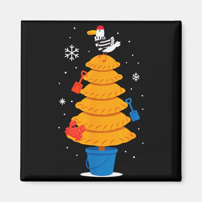 Christmas Funny Seagull Cornish Pasty Holiday Desi Magnet (Front)