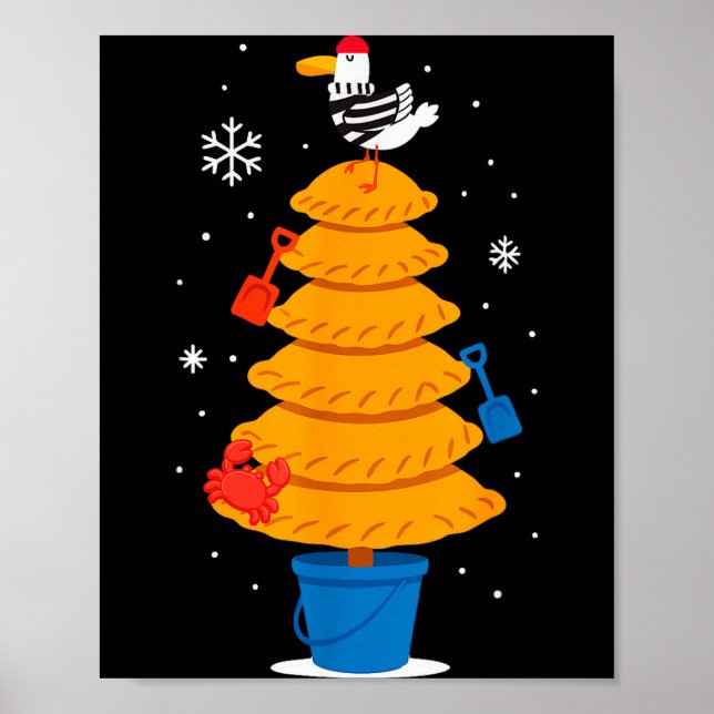 Christmas Funny Seagull Cornish Pasty Holiday Desi Poster (Front)