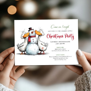 Christmas Funny Silly Geese Cartoon Whimsy Invite