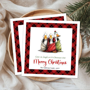 Christmas Funny Silly Geese Whimsy Paper Napkins