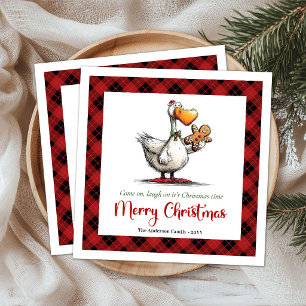 Christmas Funny Silly Goose Cartoon Paper Napkins