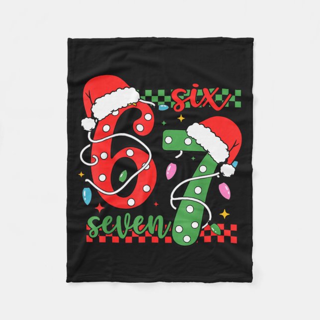 Christmas Funny Six Seven 6 7 Meme Gen Alpha Slang Fleece Blanket (Front)