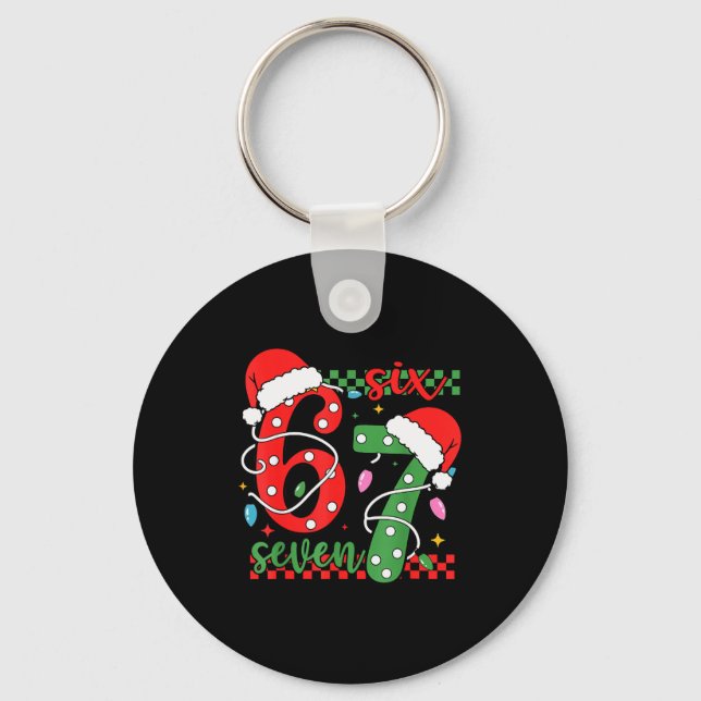 Christmas Funny Six Seven 6 7 Meme Gen Alpha Slang Key Ring (Front)
