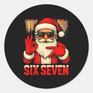 Christmas Funny Six Seven 6 7 Meme Santa Men Boys Classic Round Sticker