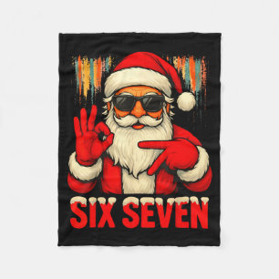 Christmas Funny Six Seven 6 7 Meme Santa Men Boys Fleece Blanket