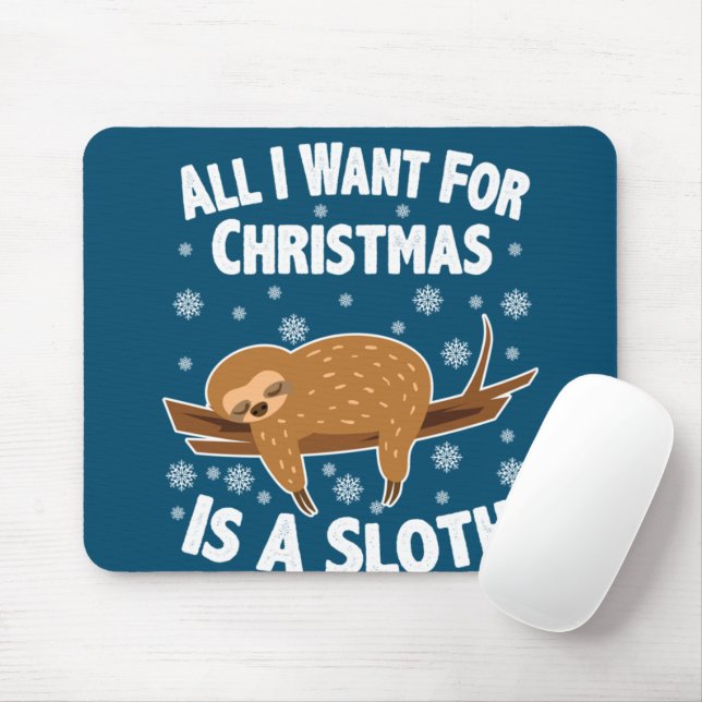 Christmas Funny Sloth Mouse Mat (With Mouse)