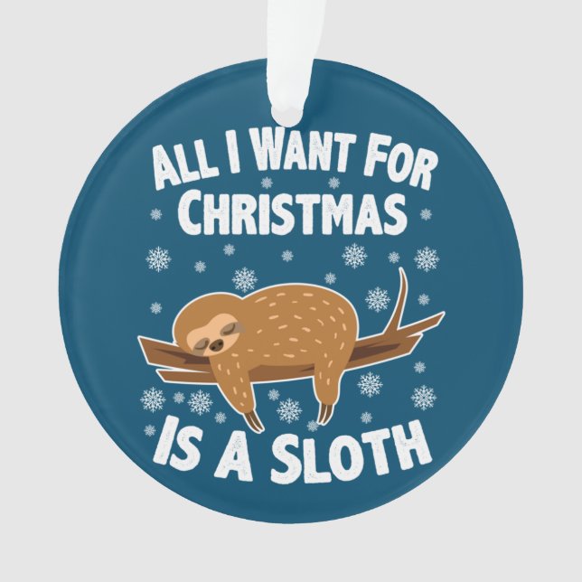 Christmas Funny Sloth Ornament (Front)
