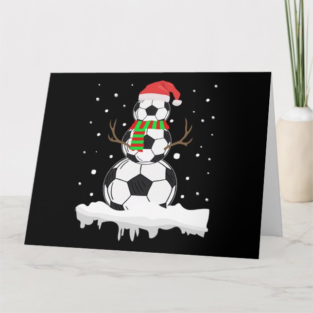 Christmas Funny Soccer Ball Snowman Xmas Sport Card (Front)