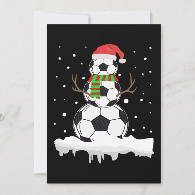 Christmas Funny Soccer Ball Snowman Xmas Sport Holiday Card (Front)