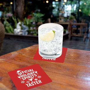 Christmas funny spirits taster red party square paper coaster
