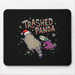 Christmas Funny Trashed Panda Racoon Gets Drunk Xm Mouse Mat