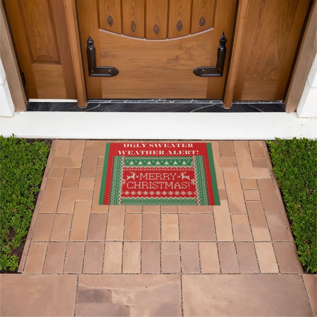 Christmas funny Ugly Sweater Doormat Welcome mat (Outdoor)