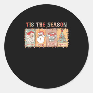 Christmas Funny Vintage Tis The Season Men Women C Classic Round Sticker