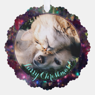 Christmas Furry Christmas Photo Template Tree Decoration Card
