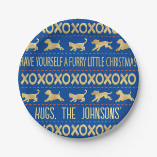 Christmas Furry Little Cats and Dogs Paper Plate