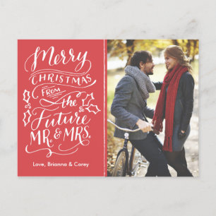 Christmas Future Mr. and Mrs. Photo Save The Date Holiday Postcard