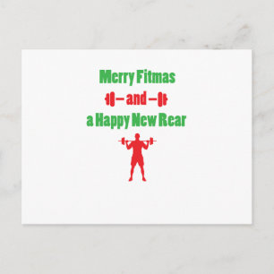 Christmas Fuuny Merry Fitmas and a Happy New Rear Holiday Postcard