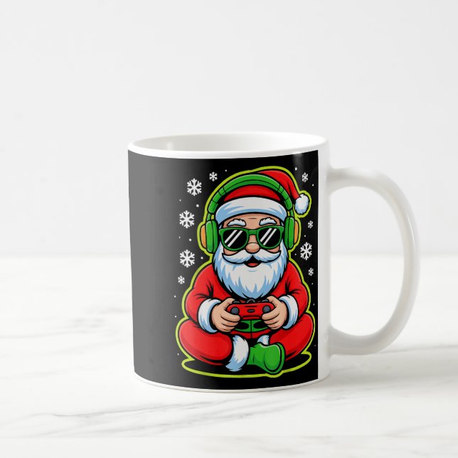 Christmas Gamer Boys Kids Santa Play Video Game  Coffee Mug (Right)