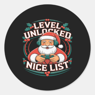 Christmas Gamer Boys Nice List Video Game Santa Xm Classic Round Sticker