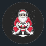 Christmas Gamer Boys Teen Video Game Santa Xmas  Classic Round Sticker<br><div class="desc">Christmas Gamer Boys Teen Video Game Santa Xmas</div>