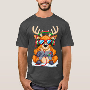 Christmas Gamer Boys Video Game Funny Rein Xmas Sq T-Shirt