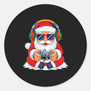 Christmas Gamer Boys Video Game Funny Santa Xmas S Classic Round Sticker