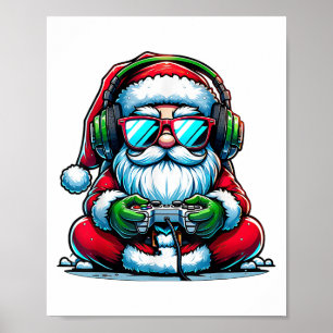 Christmas Gamer Boys Video Game Santa Xmas _1 Poster