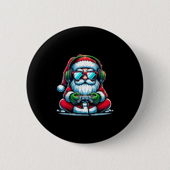 Christmas Gamer Boys Video Game Santa Xmas  6 Cm Round Badge (Front)