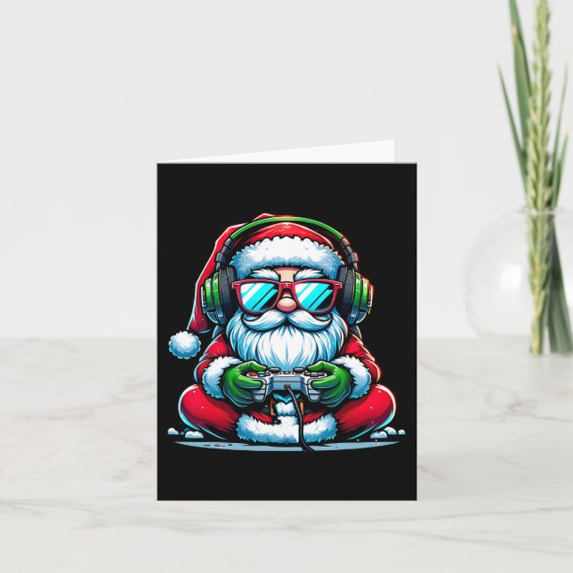 Christmas Gamer Boys Video Game Santa Xmas  Card (Front)