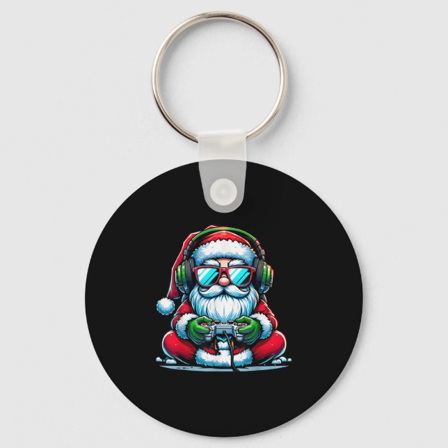 Christmas Gamer Boys Video Game Santa Xmas  Key Ring (Front)