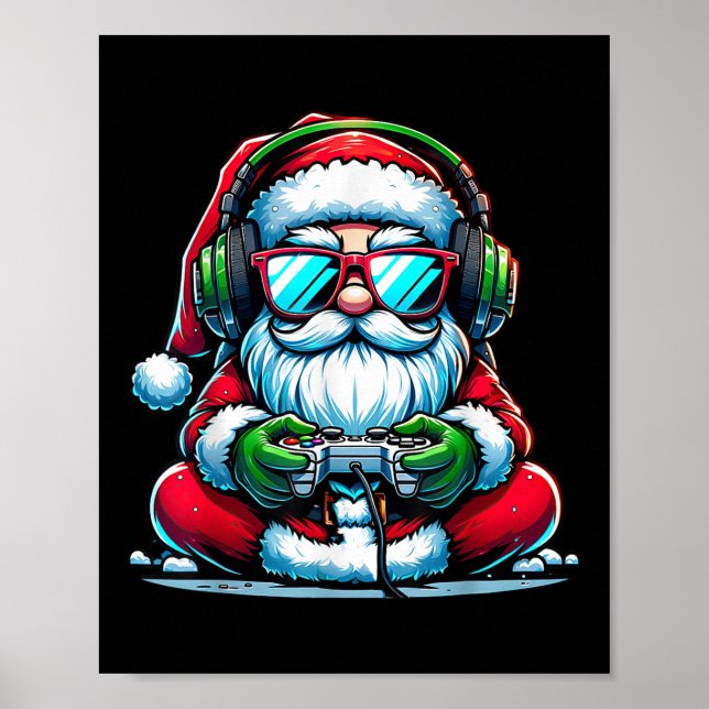 Christmas Gamer Boys Video Game Santa Xmas  Poster (Front)