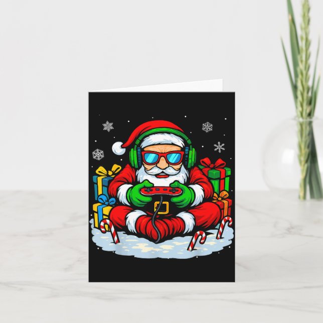 Christmas Gamer Boys Video Game Xmas Funny Santa G Card (Front)