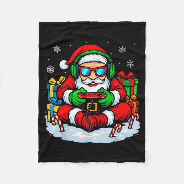 Christmas Gamer Boys Video Game Xmas Funny Santa G Fleece Blanket (Front)