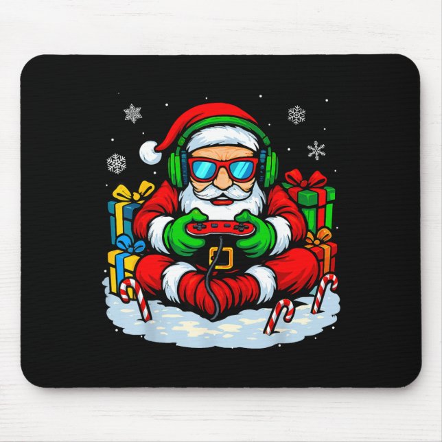 Christmas Gamer Boys Video Game Xmas Funny Santa G Mouse Mat (Front)