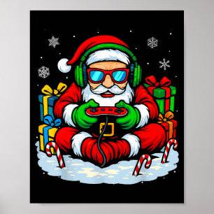 Christmas Gamer Boys Video Game Xmas Funny Santa G Poster
