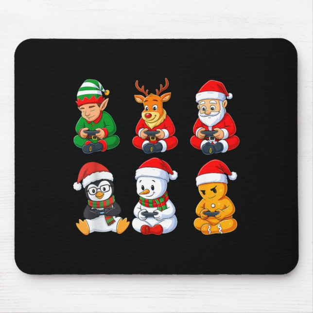 Christmas Gamer Boys Video Games Santa Elf Reindee Mouse Mat (Front)