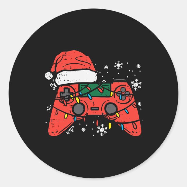 Christmas Gamer Controller Xmas Boys Kids Youth Me Classic Round Sticker (Front)