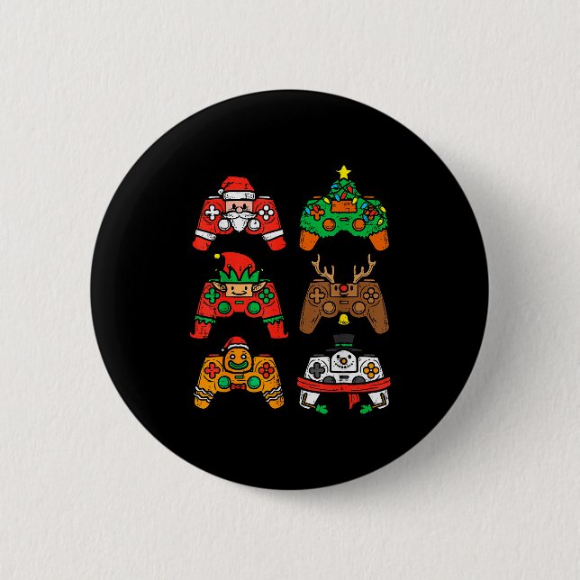 Christmas Gamer Controller Xmas Gaming Men Boys Ki 6 Cm Round Badge (Front)