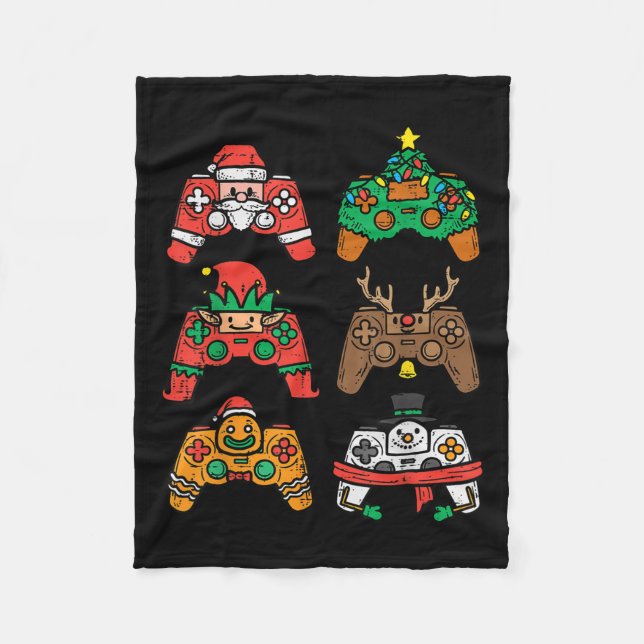 Christmas Gamer Controller Xmas Gaming Men Boys Ki Fleece Blanket (Front)