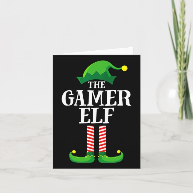 Christmas Gamer Elf Matching Family Group Christma Card (Front)