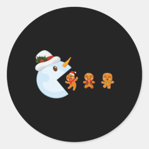 Christmas Gamer Funny Video Game Snowman Eat Ginge Classic Round Sticker