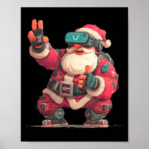 Christmas Gamer Look With This Cool Vr Santa Claus Poster