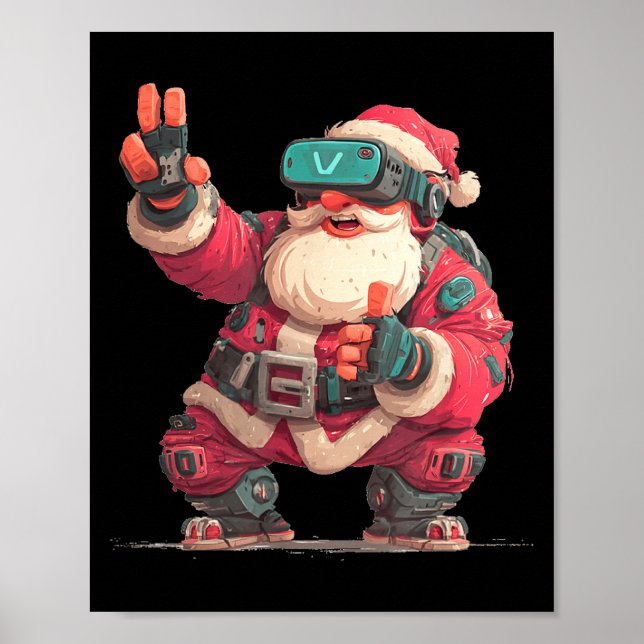 Christmas Gamer Look With This Cool Vr Santa Claus Poster (Front)