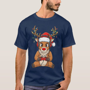 Christmas Gamer Rein Santa Hat Xmas Gaming Men Boy T-Shirt