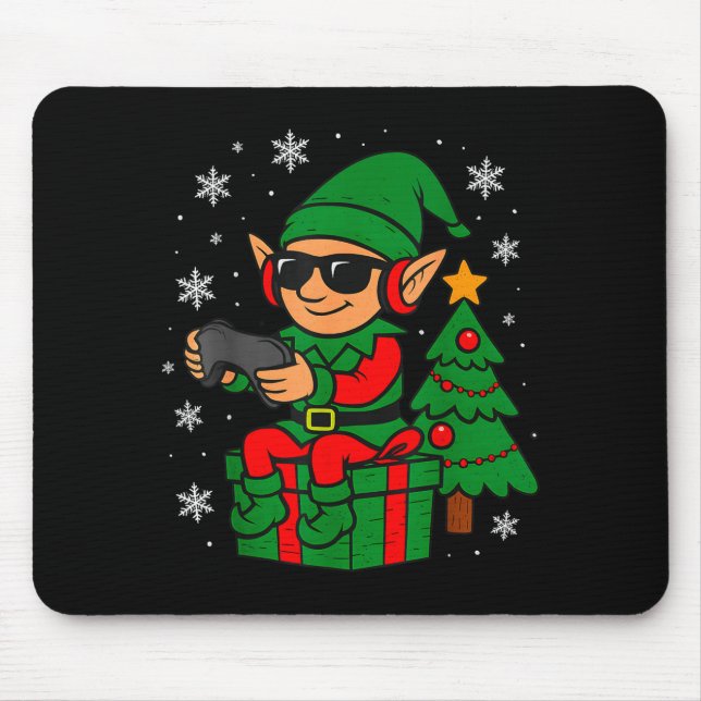Christmas Gamer Retro Elf Funny Xmas Gaming Boys K Mouse Mat (Front)